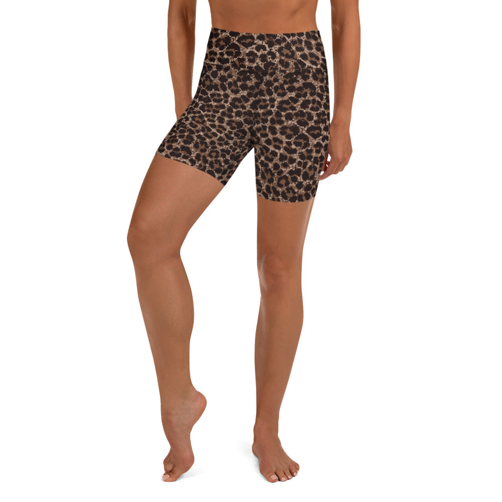 High Waist Leopard Yoga Shorts